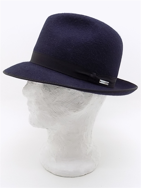 CAPPELLO IN FELTRO DI CASHMERE E ANGORA BLU