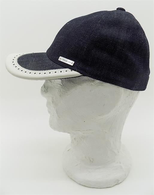 BASEBALL IN JEANS BLU CON FINITURE CUOIO