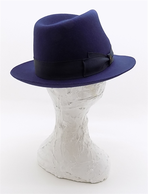 FEDORA FELTRO RASATO BLU TESA PICCOLA