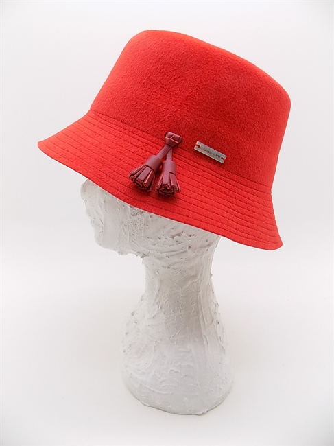 PESCATORE VELOUR ROSSO/ARANCIO CON NAPPINE IN PELLE-en