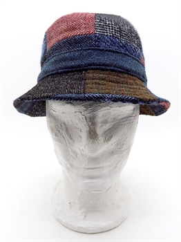 CAPPELLO BUCKET WOOL MIX PATCHWORK MARRONE/BLU