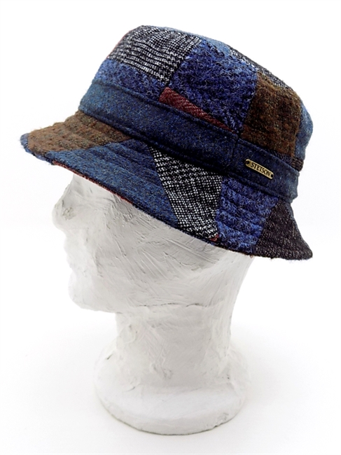 CAPPELLO PATCHWORK BUCKET MARRONE/BLU-en