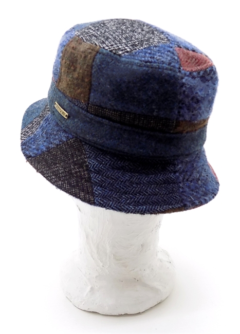 CAPPELLO BUCKET WOOL MIX PATCHWORK MARRONE/BLU