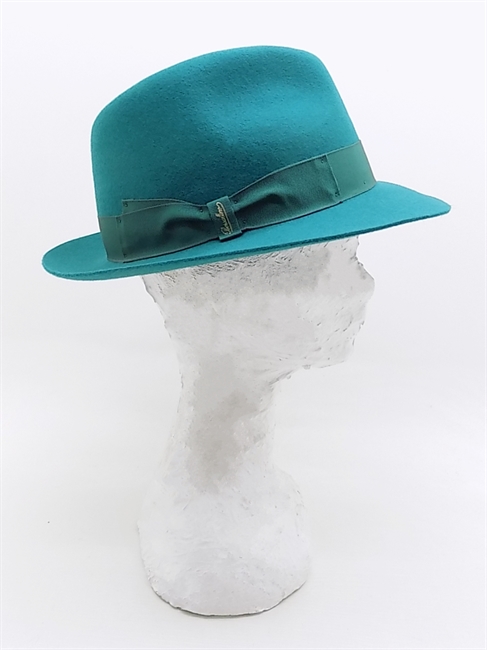 FEDORA FELTRO RASATO VERDE TESA PICCOLA-en