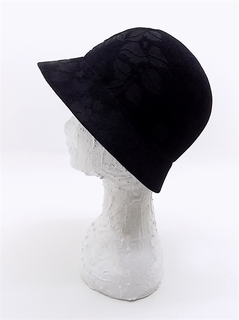 CLOCHE ELEONORA FOLAR FELTRO QUALITA' SUPERIORE NERO
