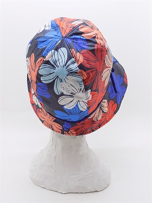 CLOCHE A SPICCHI IN NYLON STAMPA FANTASIA CON SOTTOTESA BLU