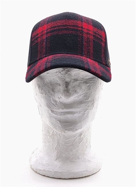 BASEBALL CAP SHADOW PLAID NERO/ROSSO-en