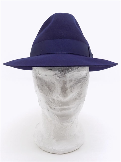 FEDORA FLAG EDIZIONE LIMITATA IN FELTRO BLU MIRTILLO TESA MEDIA-en