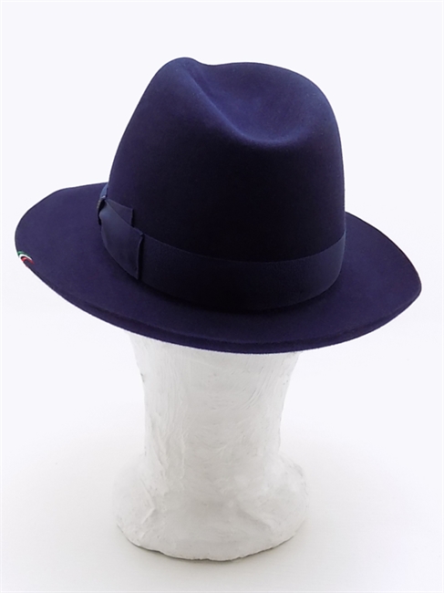 FEDORA FLAG EDIZIONE LIMITATA IN FELTRO BLU MIRTILLO TESA MEDIA-en