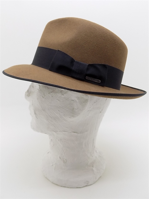 CAPPELLO FEDORA FELTRO MARRONE NASTRO NERO