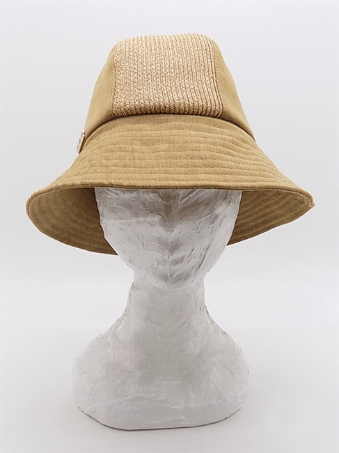 CAPPELLO MINERVA BEIGE CON FASCIA CENTRALE IN TRECCIA