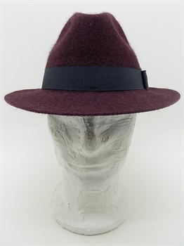 VICTOR IN FELTRO DI LAPIN BURGUNDY E NASTRO IN GROS-GRAIN GRIGIO