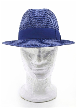 EDWARD IN TRECCIA CANAPA E COTONE BLU A TESA MEDIA