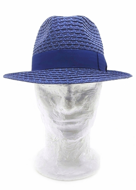 EDWARD IN TRECCIA CANAPA E COTONE BLU A TESA MEDIA