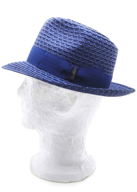 EDWARD IN TRECCIA CANAPA E COTONE BLU A TESA MEDIA
