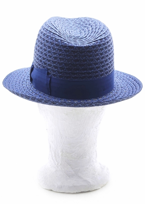 EDWARD IN TRECCIA CANAPA E COTONE BLU A TESA MEDIA