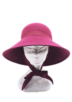 CLOCHE FELTRO BORDEAUX CON ASOLE E GROS-GRAIN PASSANTE IN TONO