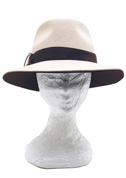 FEDORA IN FELTRO CON TESA BICOLORE BEIGE/MARRONE SCURO