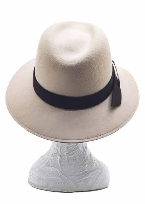FEDORA IN FELTRO CON TESA BICOLORE BEIGE/MARRONE SCURO
