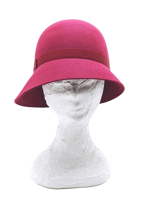 NINA CLOCHE FELTRO RASATO BORDEAUX TESA ASIMMETRICA