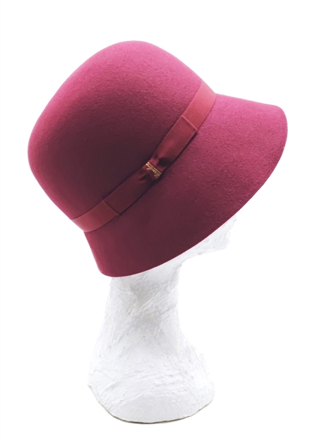 NINA CLOCHE FELTRO RASATO BORDEAUX TESA ASIMMETRICA