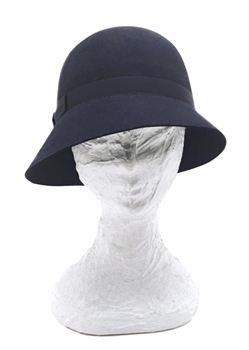 NINA CLOCHE FELTRO RASATO NERO TESA ASIMMETRICA