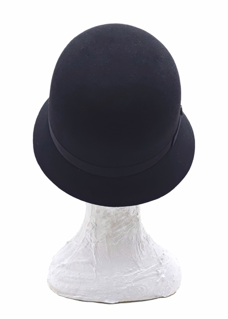 NINA CLOCHE FELTRO RASATO NERO TESA ASIMMETRICA