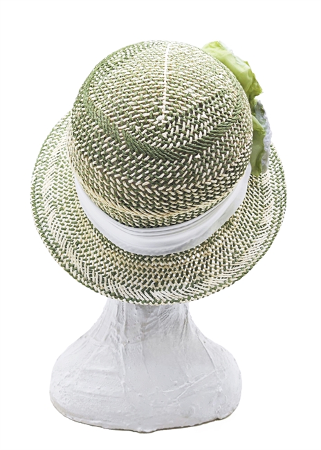 CLOCHE CARTA TESSILE TRAFORATA NASTRO ORGANZA IN SETA E ROSE