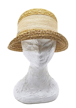 CLOCHE BEIGE NATURALE CON DOPPIO INTRECCIO DI PAGLIA E CANAPA