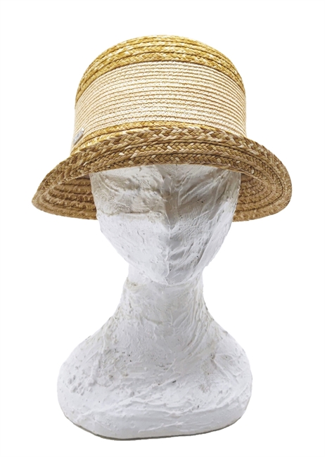 CLOCHE BEIGE NATURALE CON DOPPIO INTRECCIO DI PAGLIA E CANAPA