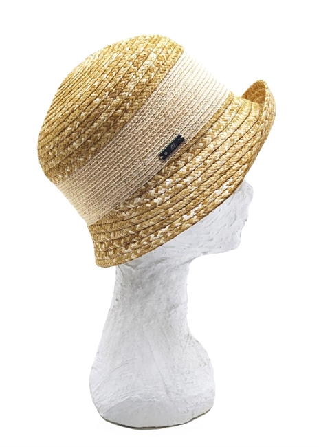 CLOCHE BEIGE NATURALE CON DOPPIO INTRECCIO DI PAGLIA E CANAPA