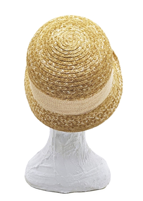 CLOCHE BEIGE NATURALE CON DOPPIO INTRECCIO DI PAGLIA E CANAPA