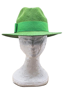 PANAMA A TESA MEDIA VERDE CON NASTRO IN GROS-GRAIN IN TONO