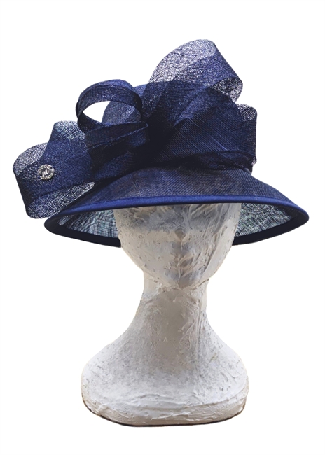CLOCHE IN SISAL BLU CON FIOCCO IN TONO