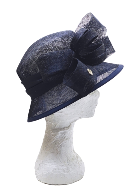 CLOCHE IN SISAL BLU CON FIOCCO IN TONO