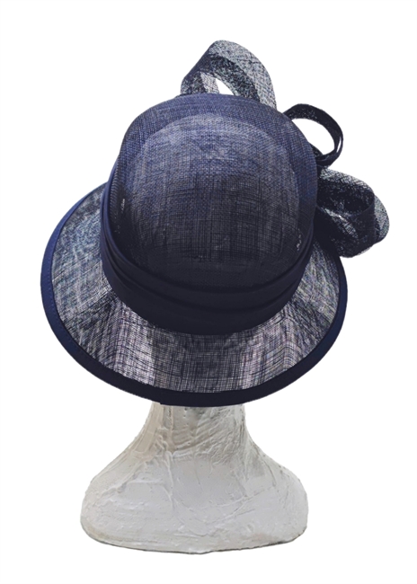CLOCHE IN SISAL BLU CON FIOCCO IN TONO