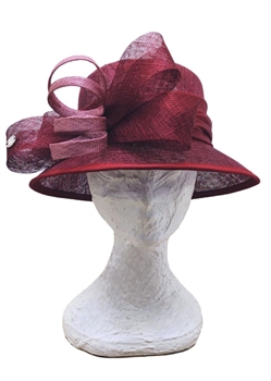CLOCHE IN SISAL BORDEAUX CON FIOCCO IN TONO