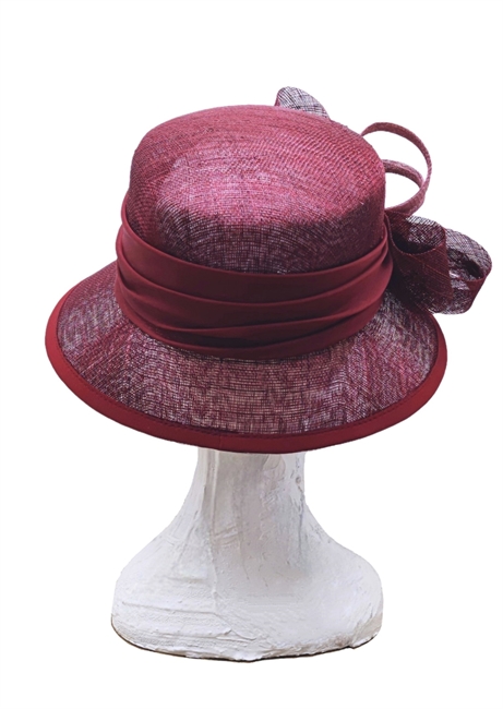 CLOCHE IN SISAL BORDEAUX CON FIOCCO IN TONO