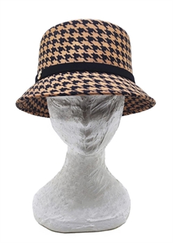 CLOCHE FELTRO IN FANTASIA PIED DE POULE BEIGE/NERA