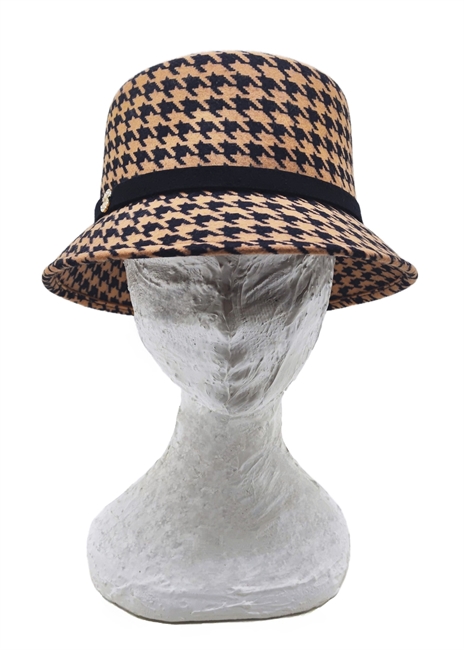 CLOCHE FELTRO IN FANTASIA PIED DE POULE BEIGE/NERA