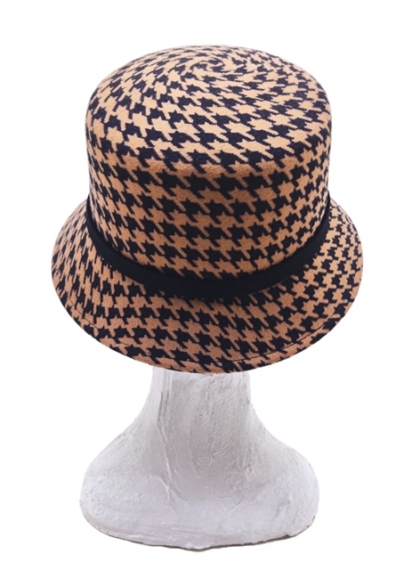 CLOCHE FELTRO IN FANTASIA PIED DE POULE BEIGE/NERA