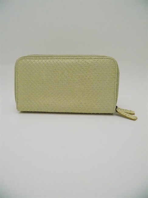 PORTAFOGLI 2 ZIP PITONE PANNA
