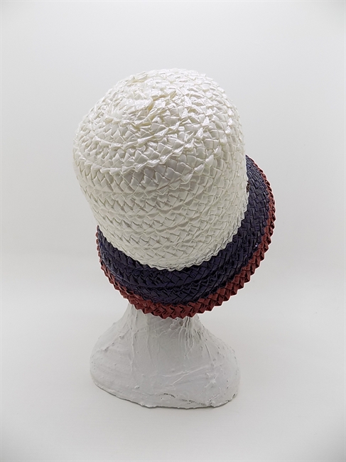 CLOCHE IN VISCOSA INTRECCIATA BIANCA BLU E BORDEAUX