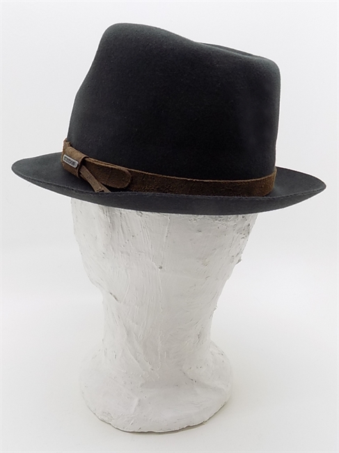 CAPPELLO PLAYER IN FELTRO VERDE SCURO CON CINTURINO IN PELLE