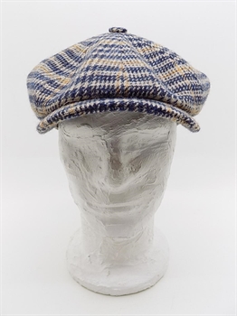 COPPOLA HATTERAS WOOL CHECK NEWSBOY BLU/BEIGE
