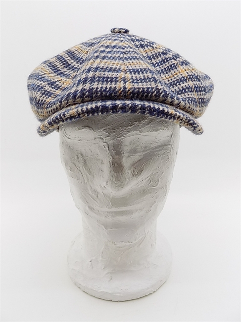 COPPOLA HATTERAS WOOL CHECK NEWSBOY BLU/BEIGE
