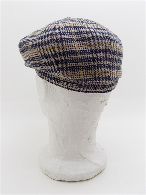 COPPOLA HATTERAS WOOL CHECK NEWSBOY BLU/BEIGE