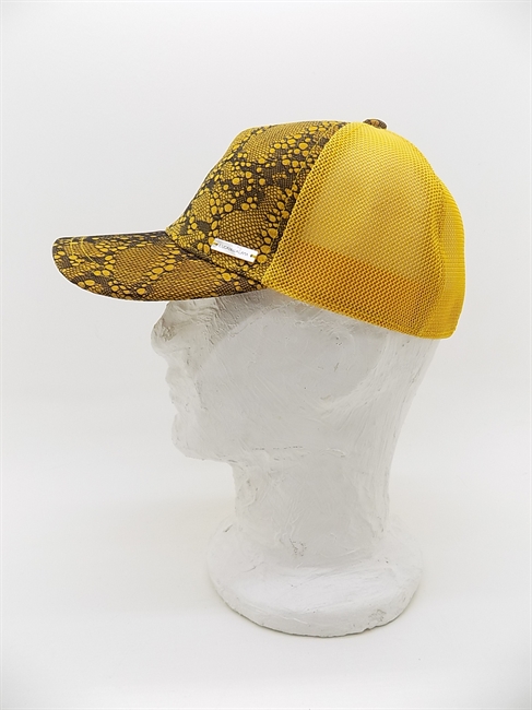 TRUCKER PELLE PIZZO E RETE A CONTRASTO GIALLO