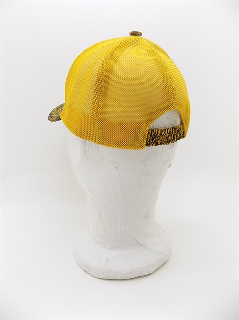 TRUCKER PELLE PIZZO E RETE A CONTRASTO GIALLO